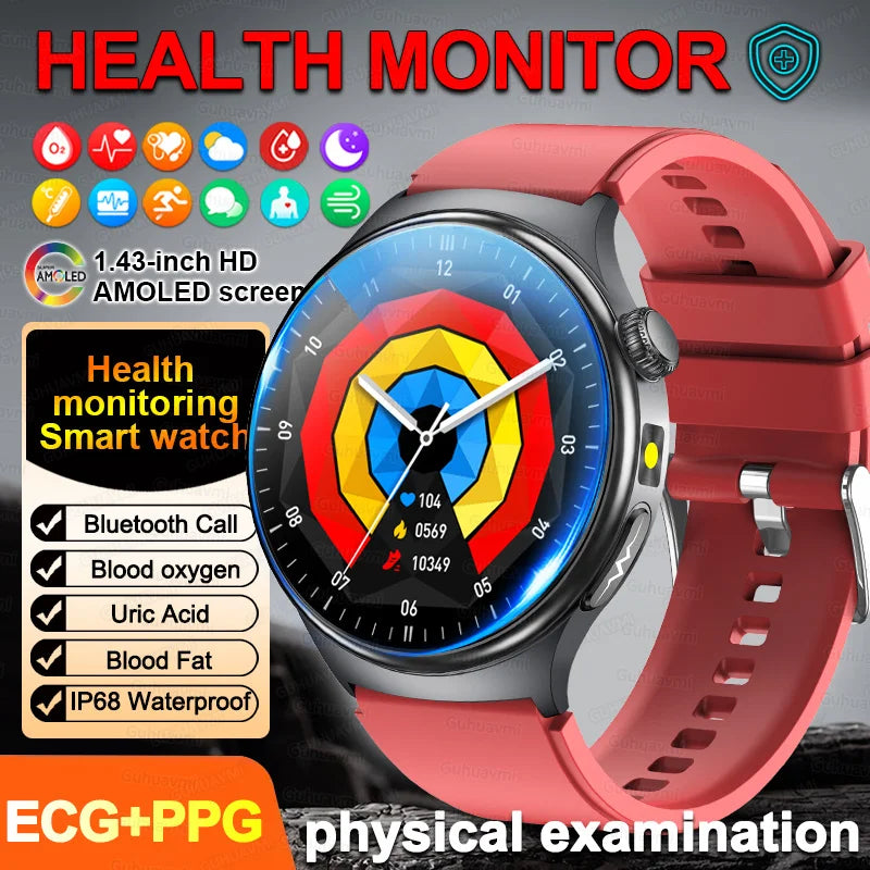 New Accurate ECG Smart Watch Blood Lipids Five Viscera Health Glance Body Temperature BT Call Sports Smart Watches For Men Women