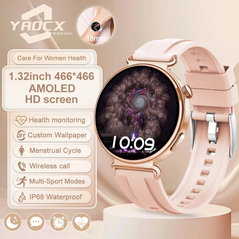 New Women's Smart Watch ECG Health Monitoring Blood Pressure Blood Oxygen Sports SOS Voice Assistant IP68 Waterproof Smart Watch