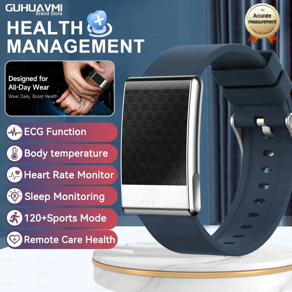 Men's ECG Health Smart Watch BMI Body Fat Measure Blood Lipids Uric Acid 120+ Sports Mode Screenless Smart Bracelet Women Gifts
