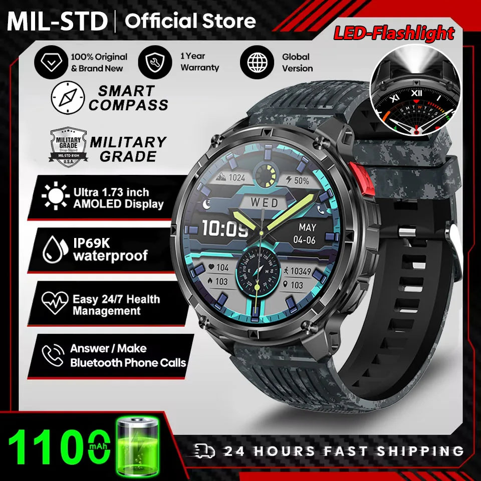 Active Smart Fit T-Rex Ultra Watch — GPS, Compass, 1100mAh & IP69K Military Grade