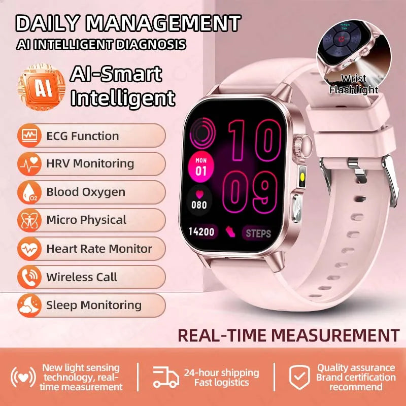New ECG+PPG Smart Watch Women BT Call Heart Rate Blood lipid Uric acid AI Health Blood Pressure Monitor Watches Sport Smartwatch