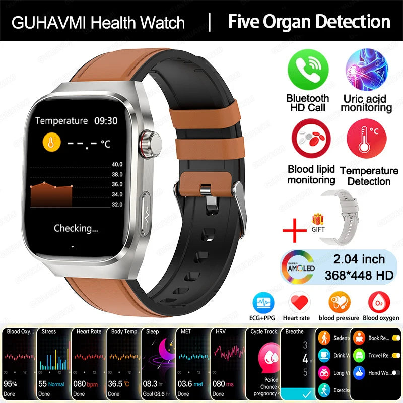 2025 New ECG Smart Watch Women BT Call Heart Rate Blood lipids Uric acid Health Monit Watches AI Voice 650mAh Sports Smartwatch