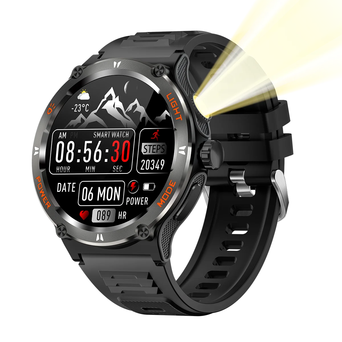 Active Smart Fit Adventure Watch — Compass, Flashlight & Bluetooth Call (3ATM)
