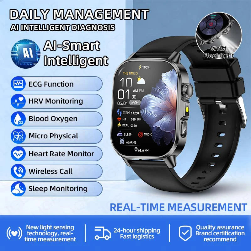 New ECG+PPG Smart Watch Women BT Call Heart Rate Blood lipid Uric acid AI Health Blood Pressure Monitor Watches Sport Smartwatch