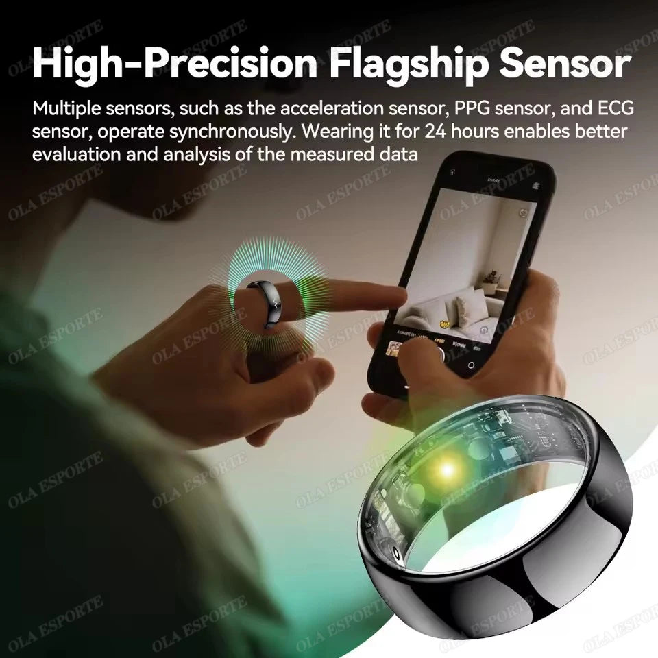 New ECG Monitor Smart Ring 2025 Heart Rate Blood Oxygen Health Monitoring Multi-sport Mode Temperature 3ATM Waterproof Smartring