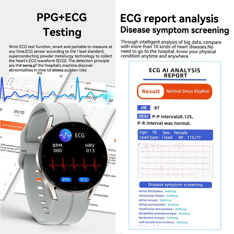 New Health Smart Watch ECG+PPG Heart Rate Blood Oxygen Blood Pressure Monitoring Bluetooth Call IP68 Men And Women Smartwatches