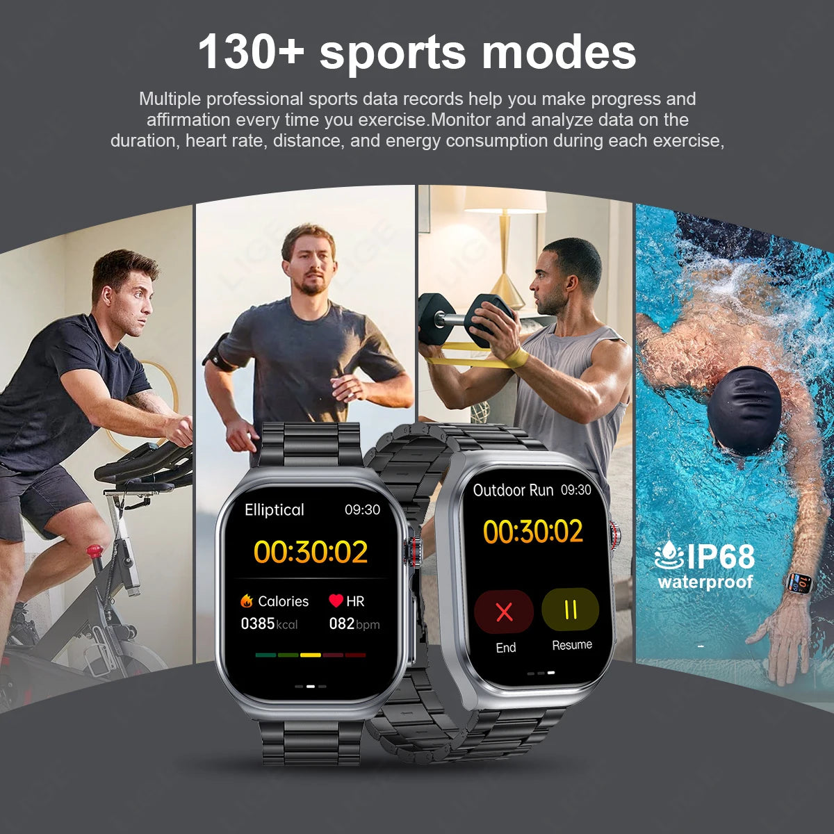 LIGE AMOLED Smart Watch ET585 Men ECG Blood Compositoin Health Monitoring Bluetooth Call Women Sports Fitness Tracker Smartwatch