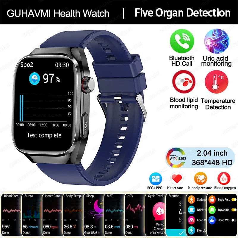 2025 New ECG Smart Watch Women BT Call Heart Rate Blood lipids Uric acid Health Monit Watches AI Voice 650mAh Sports Smartwatch