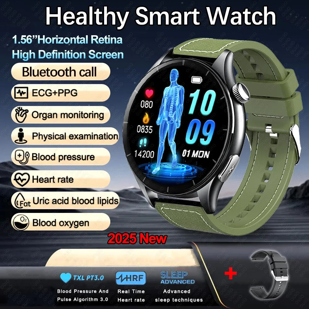 New Healthy Smart Watch ECG Detection Lipids Uric Acid Blood Oxygen Blood Pressure Men NFC Sleep Sport Clock BT Call Smart Watch