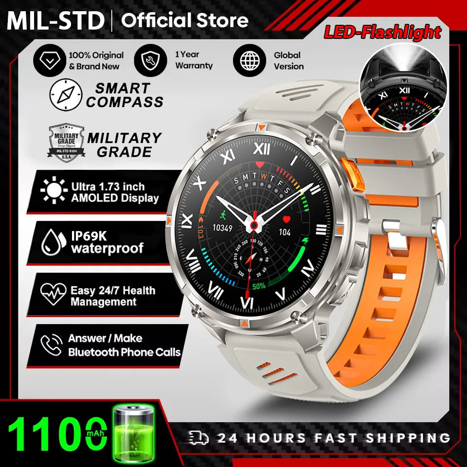 Active Smart Fit T-Rex Ultra Watch — GPS, Compass, 1100mAh & IP69K Military Grade
