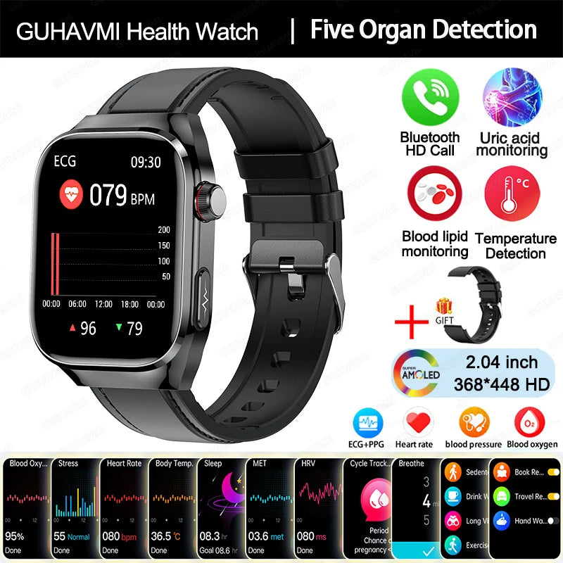 2025 New ECG Smart Watch Women BT Call Heart Rate Blood lipids Uric acid Health Monit Watches AI Voice 650mAh Sports Smartwatch
