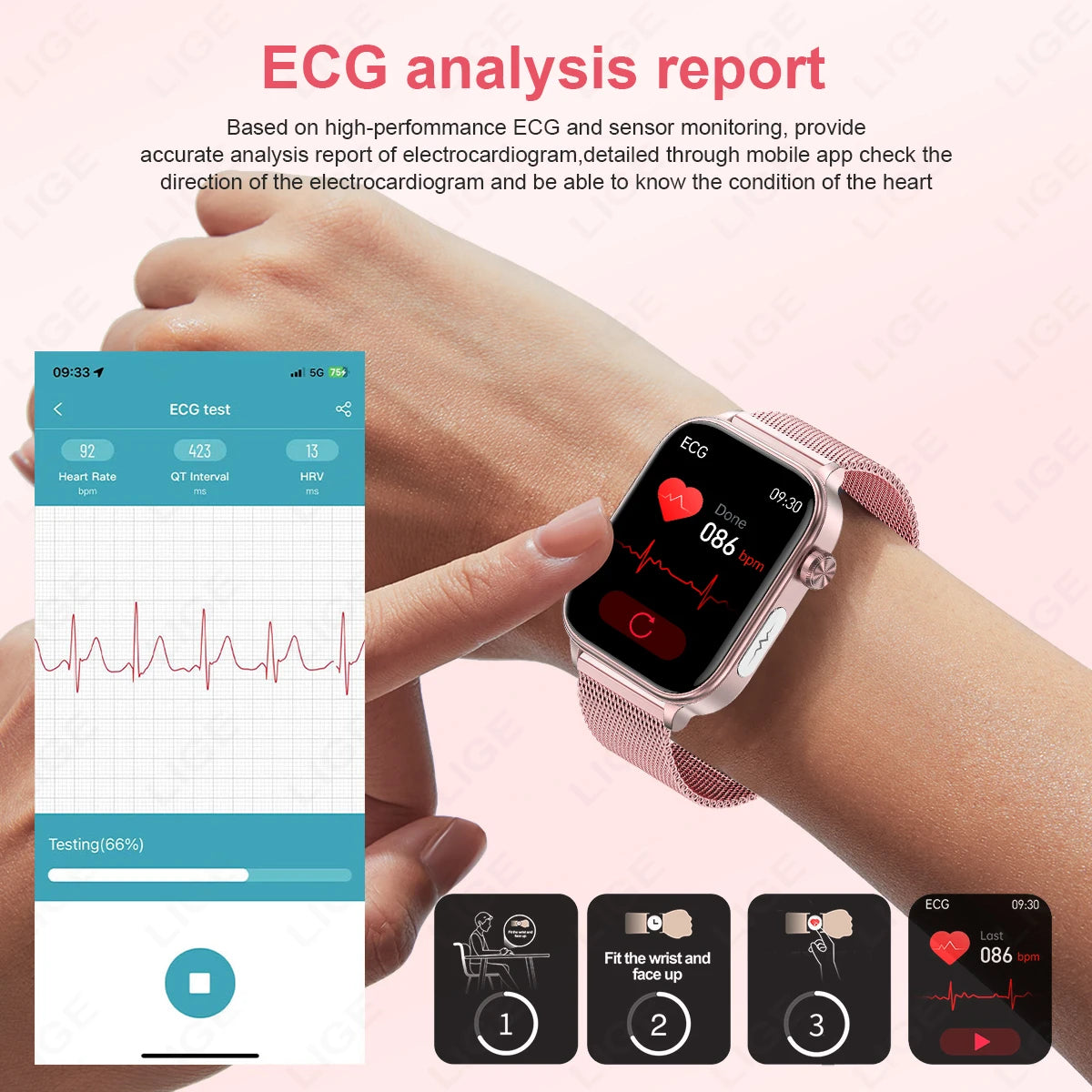 LIGE 2026 New ECG+PPG Healthy Diagnose Smart Watch Body Analysis Blood Pressure Lipid Uric Acid Women's Health Smartwatch Men