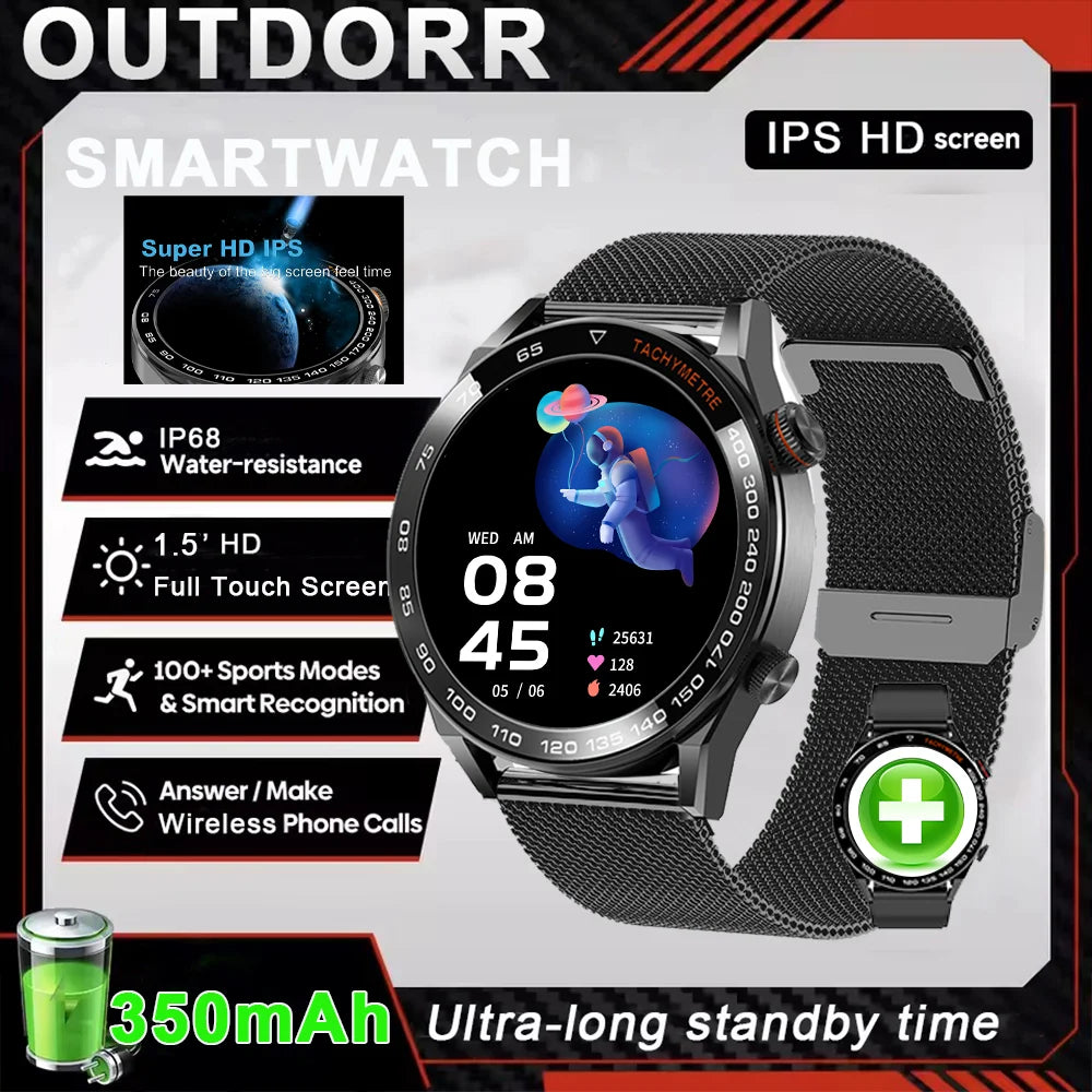 Active Smart Fit Outdoor Pro Watch — GPS, HD Screen, BT Call, IP68 & Large Battery