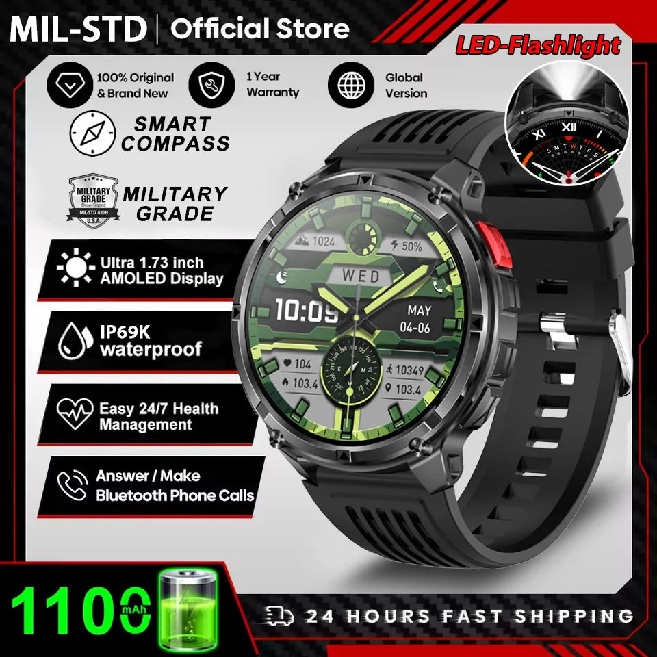 Active Smart Fit T-Rex Ultra Watch — GPS, Compass, 1100mAh & IP69K Military Grade