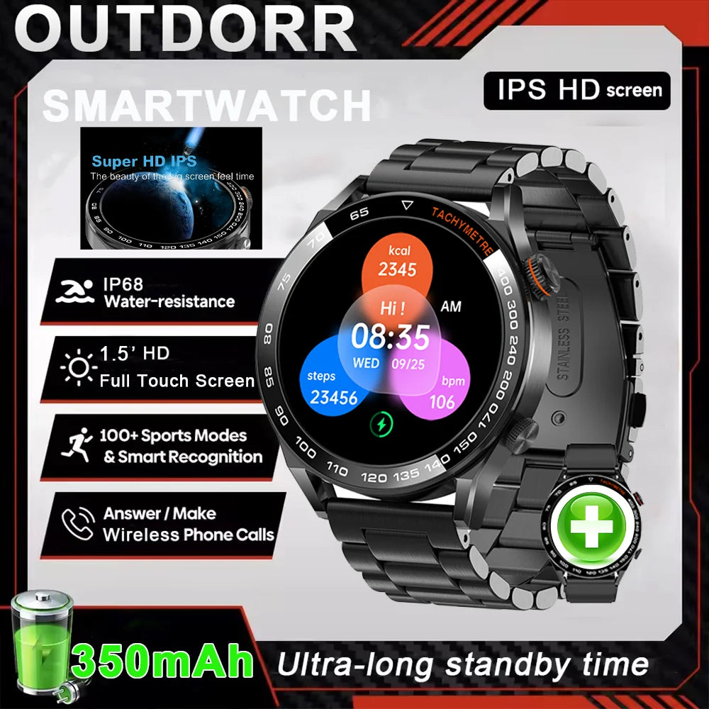 Active Smart Fit Outdoor Pro Watch — GPS, HD Screen, BT Call, IP68 & Large Battery