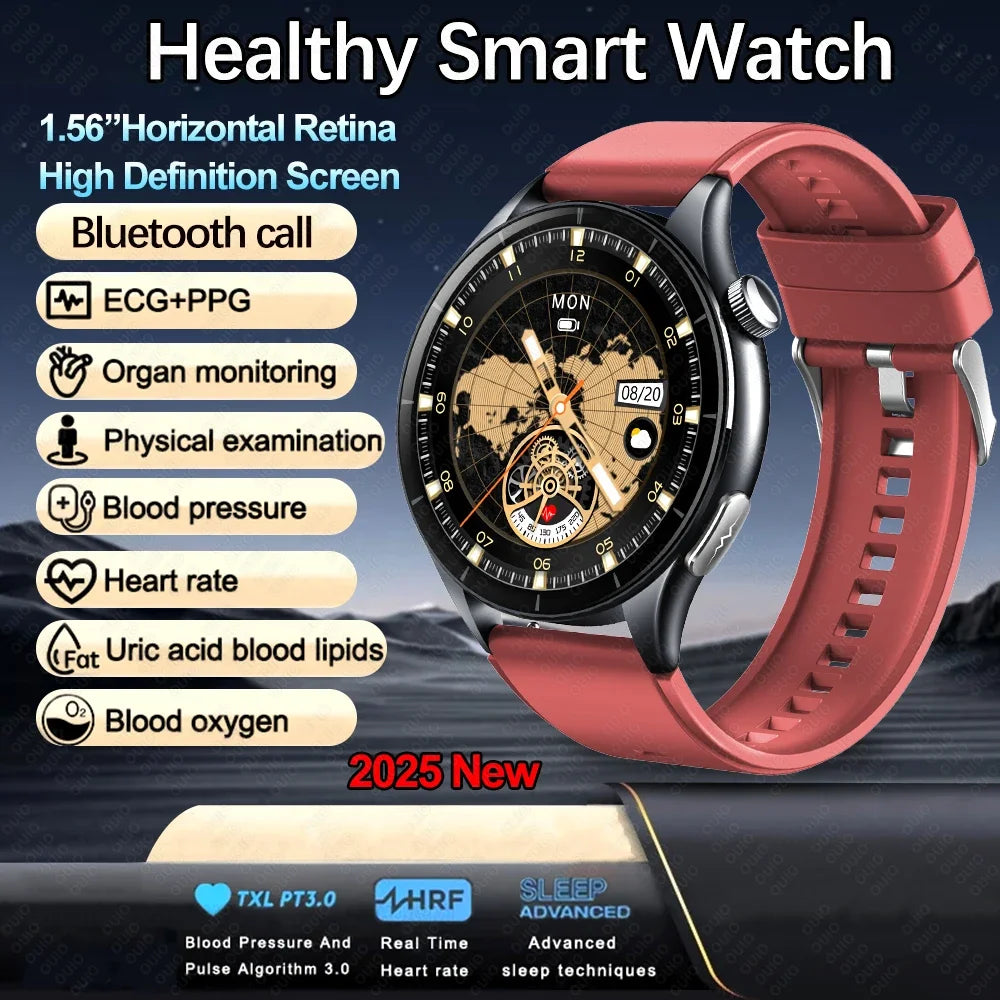 New Healthy Smart Watch ECG Detection Lipids Uric Acid Blood Oxygen Blood Pressure Men NFC Sleep Sport Clock BT Call Smart Watch