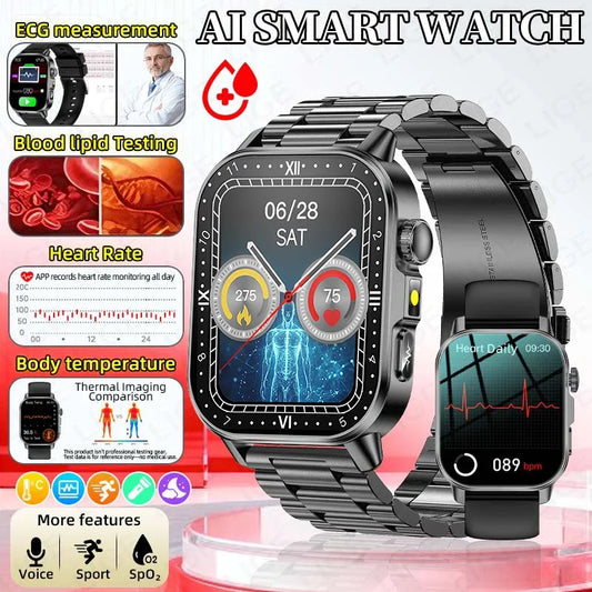New ECG+PPG Smart Watch Women BT Call Heart Rate Blood lipid Uric acid AI Health Blood Pressure Monitor Watches Sport Smartwatch