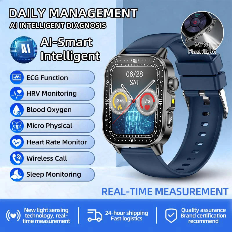 New ECG+PPG Smart Watch Women BT Call Heart Rate Blood lipid Uric acid AI Health Blood Pressure Monitor Watches Sport Smartwatch