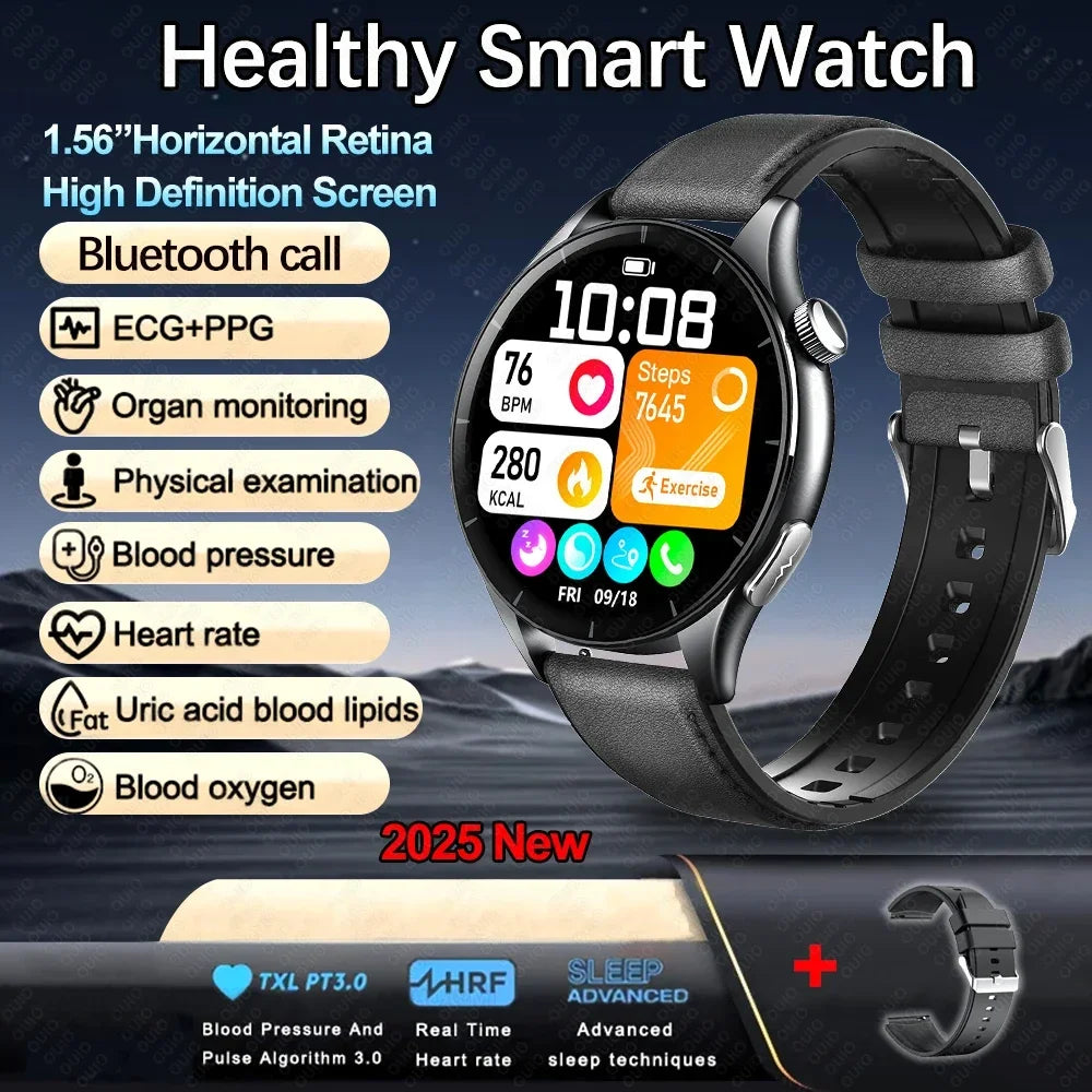New Healthy Smart Watch ECG Detection Lipids Uric Acid Blood Oxygen Blood Pressure Men NFC Sleep Sport Clock BT Call Smart Watch