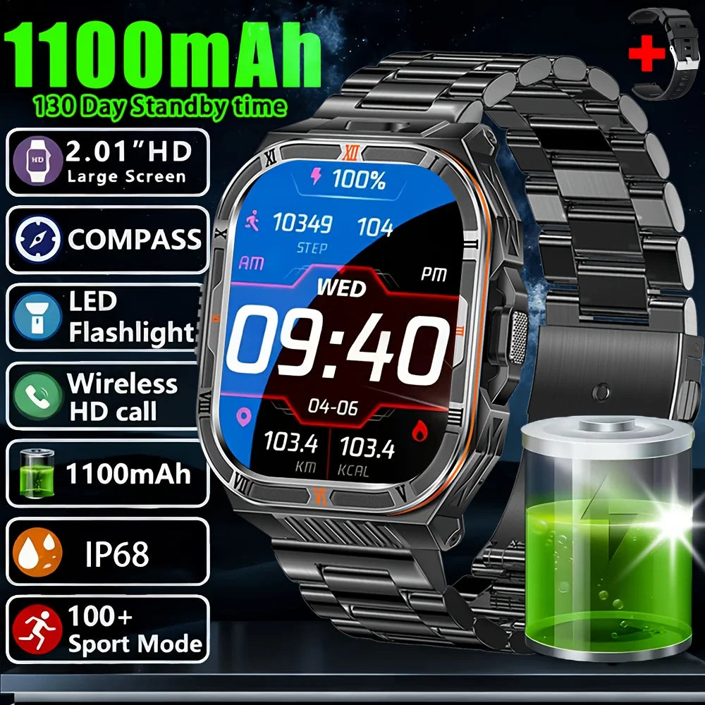 Active Smart Fit Endurance Watch — 2.01" HD, Bluetooth Call, Waterproof & 1100mAh Battery