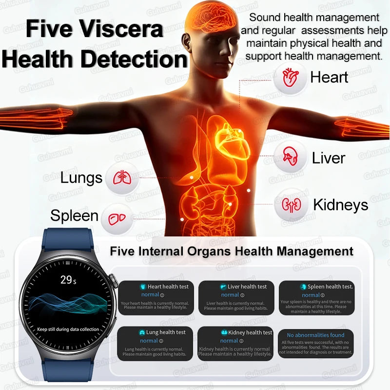New Accurate ECG Smart Watch Blood Lipids Five Viscera Health Glance Body Temperature BT Call Sports Smart Watches For Men Women