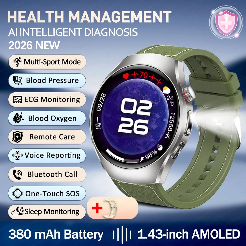 New ECG Smart Watch Micro Physical Examination Uric Acid Exercise Heart Rate Blood Pressure Blood Lipid BT Call Health Watch