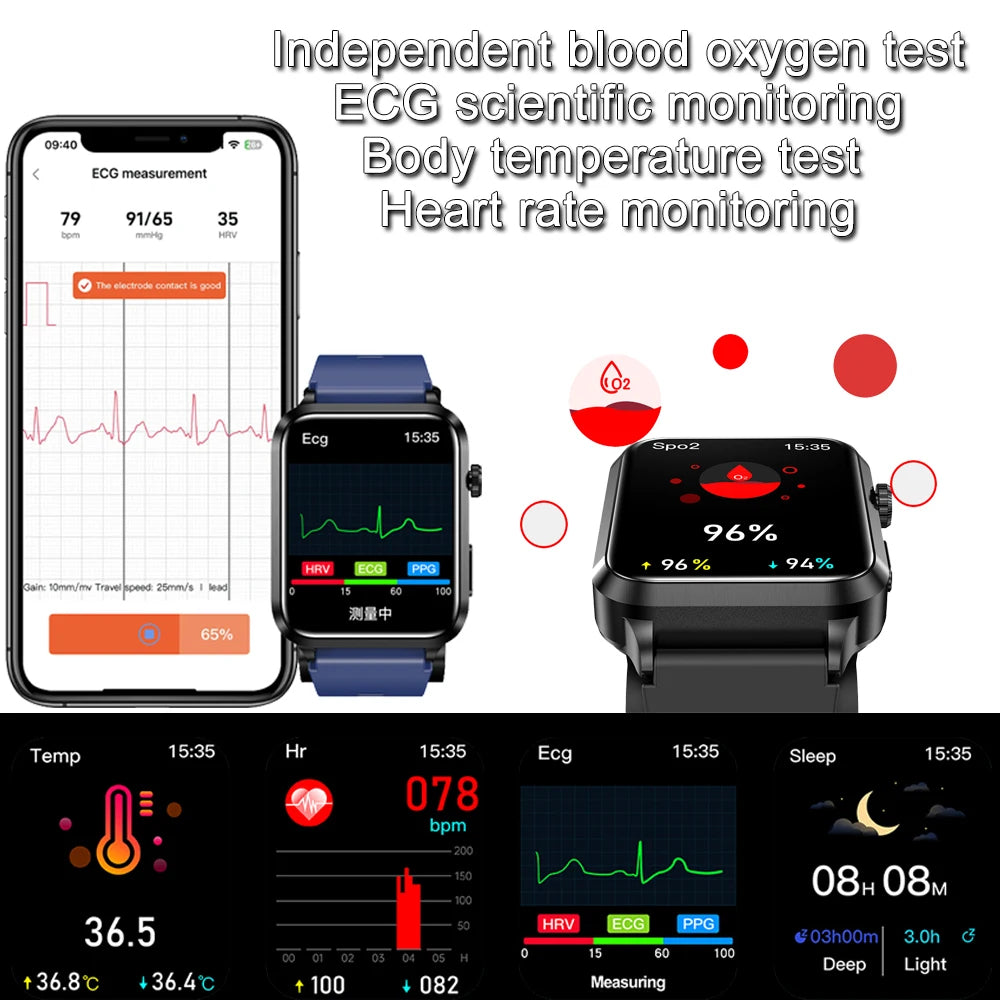 2025 New Smart Watch air Pump ECG True Accurately Blood Pressure Airbag health watch Uric Acid Blood Lipids waterproof watch men