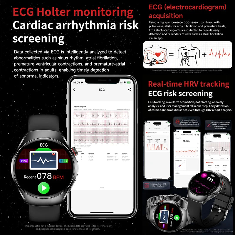 New ECG Smart Watch Micro Physical Examination Uric Acid Exercise Heart Rate Blood Pressure Blood Lipid BT Call Health Watch