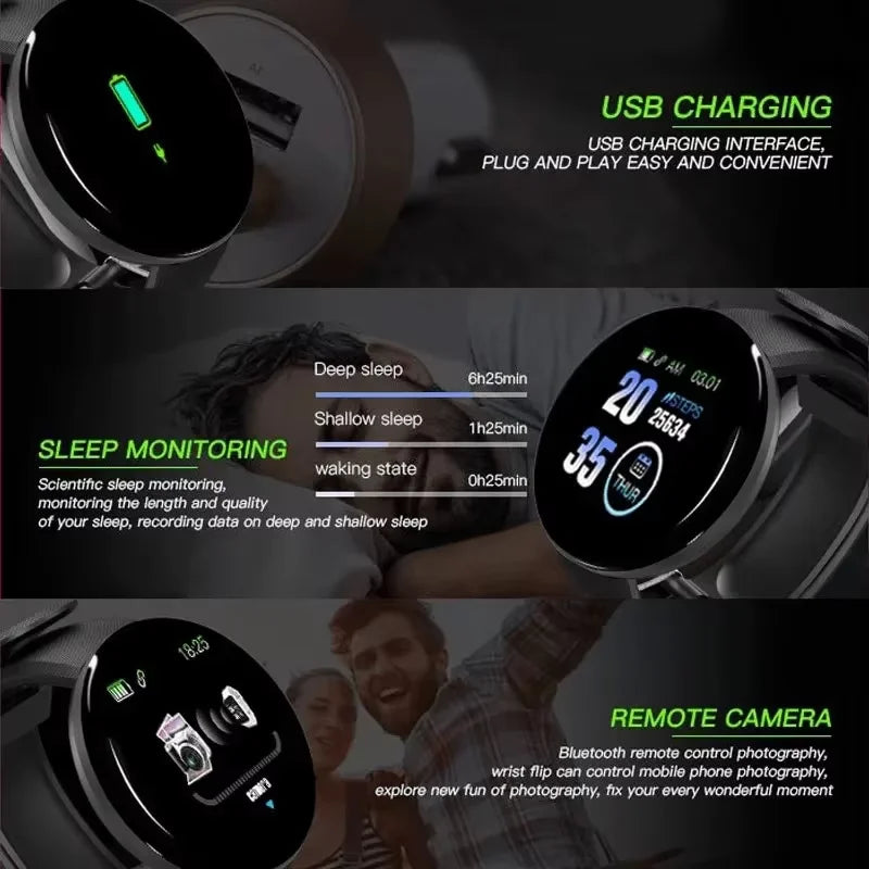 Active Smart Fit D18 Round Smartwatch — Multi-Sport, Calls & Music Control