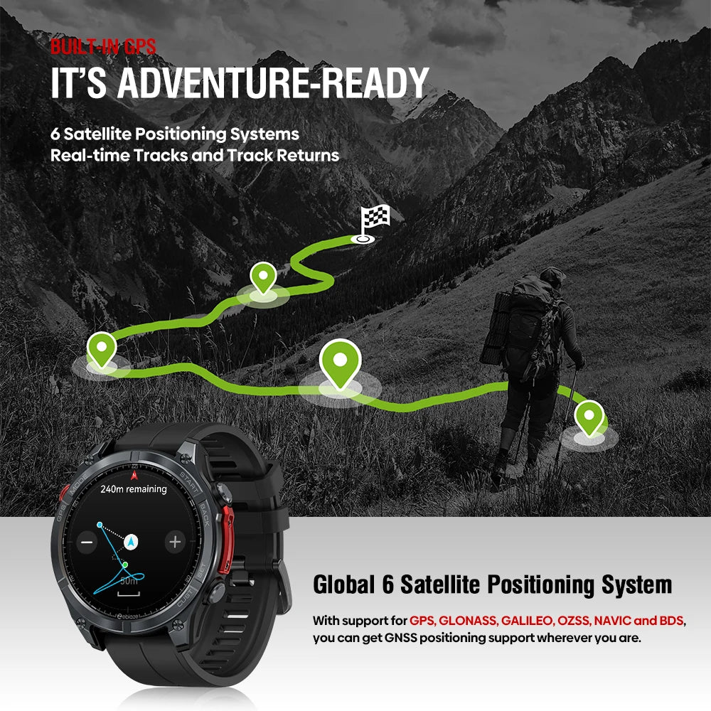 Active Smart Fit Zeblaze Stratos 4 — GPS, Compass, Altimeter, Flashlight & BT Call