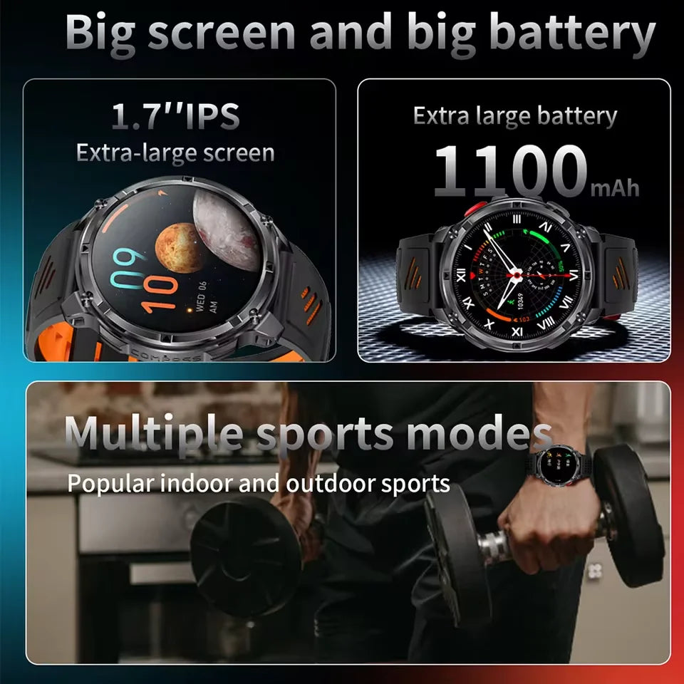 Active Smart Fit T-Rex Ultra Watch — GPS, Compass, 1100mAh & IP69K Military Grade