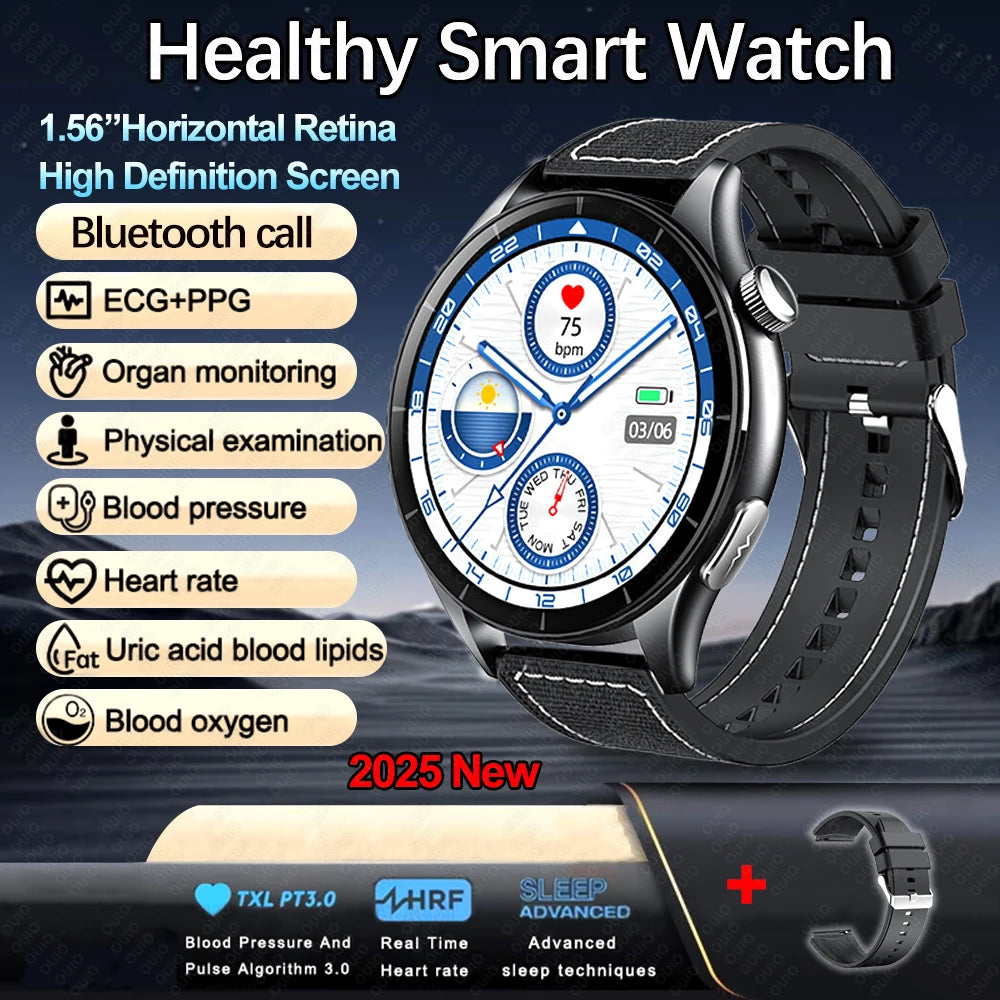 New Healthy Smart Watch ECG Detection Lipids Uric Acid Blood Oxygen Blood Pressure Men NFC Sleep Sport Clock BT Call Smart Watch
