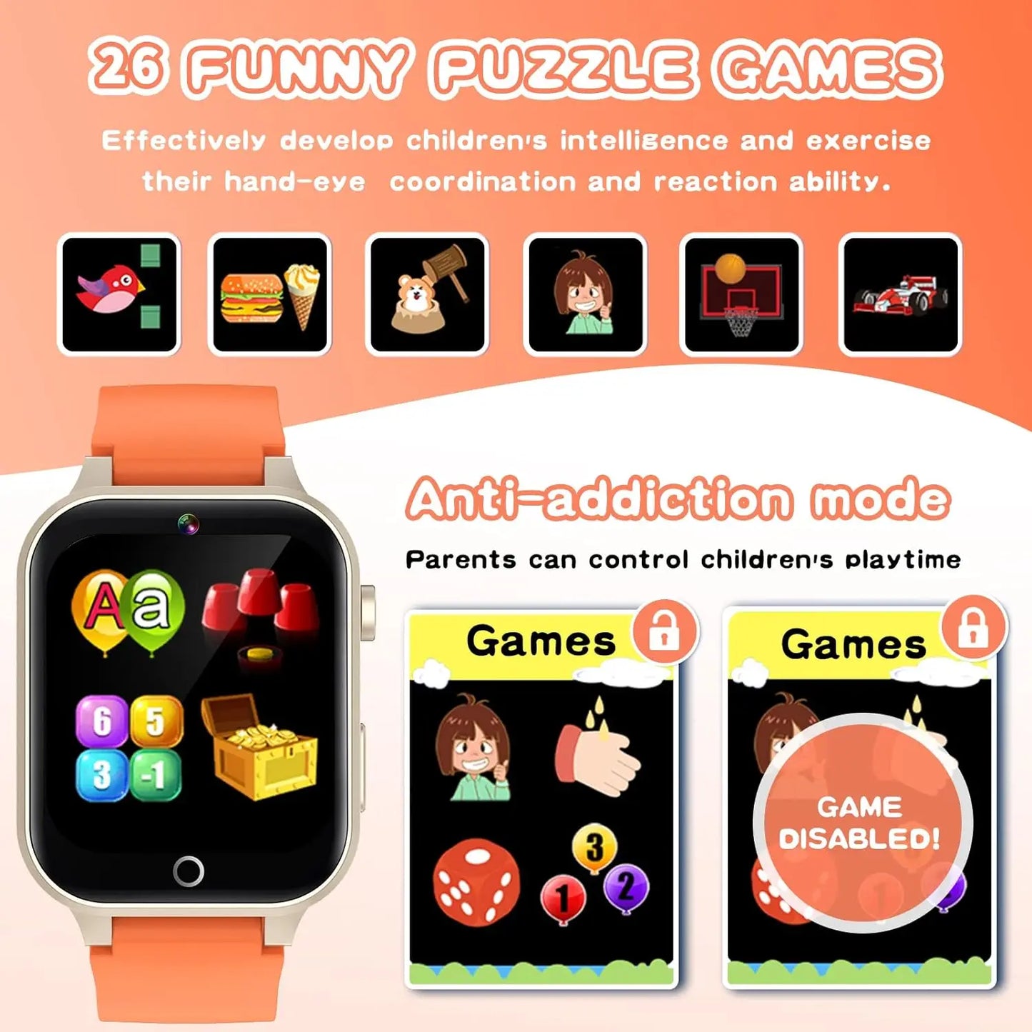 Active Smart Fit Kids Watch — 26 Games, Camera, Music & Pedometer (Ages 5–12)