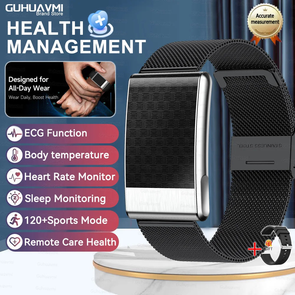 Men's ECG Health Smart Watch BMI Body Fat Measure Blood Lipids Uric Acid 120+ Sports Mode Screenless Smart Bracelet Women Gifts