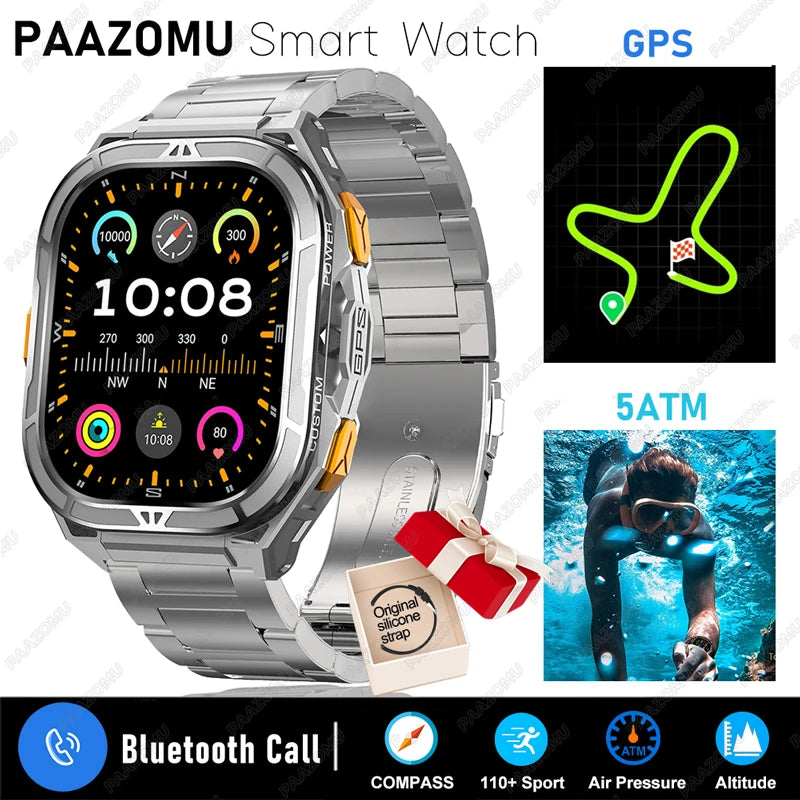 Active Smart Fit GPS Ultra Watch — 1.96" AMOLED, 5ATM Waterproof & Bluetooth Call