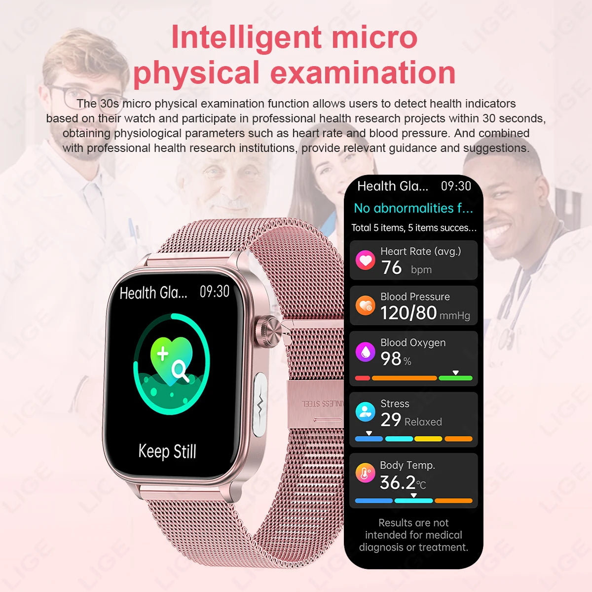 LIGE 2026 New ECG+PPG Healthy Diagnose Smart Watch Body Analysis Blood Pressure Lipid Uric Acid Women's Health Smartwatch Men