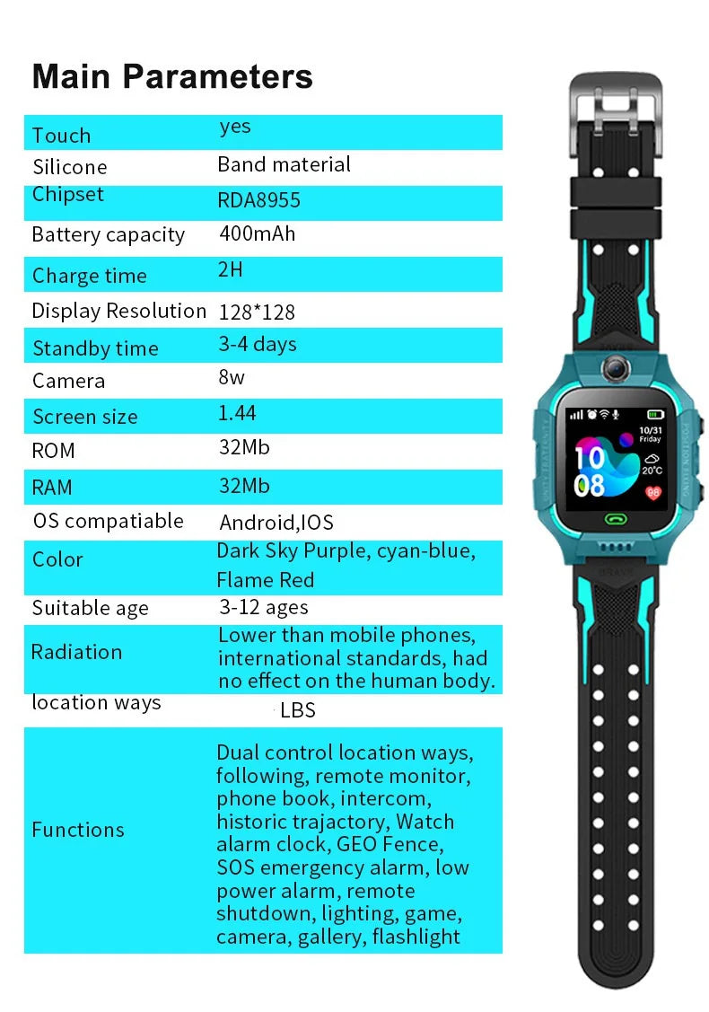 Active Smart Fit Q19B Kids Watch — SOS Call, Location Tracker, Camera & Waterproof