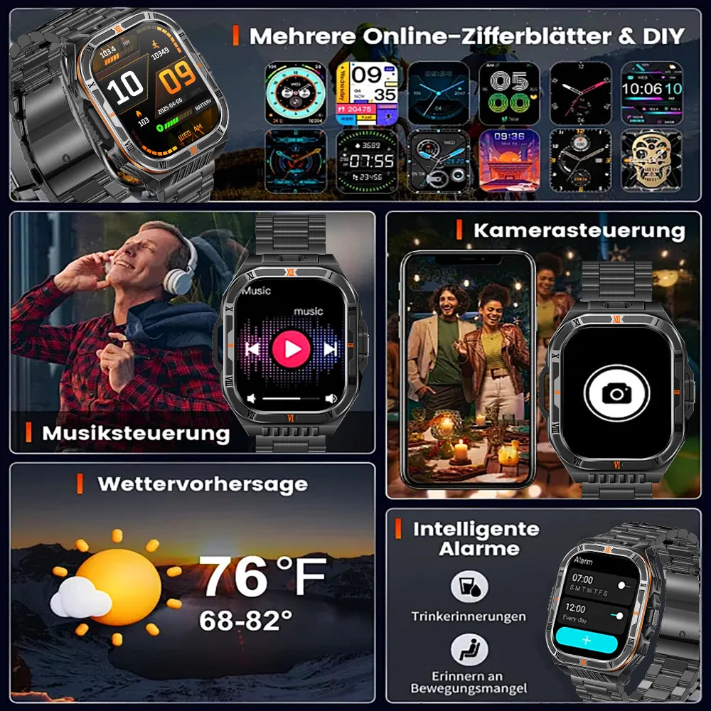 Active Smart Fit Endurance Watch — 2.01" HD, Bluetooth Call, Waterproof & 1100mAh Battery