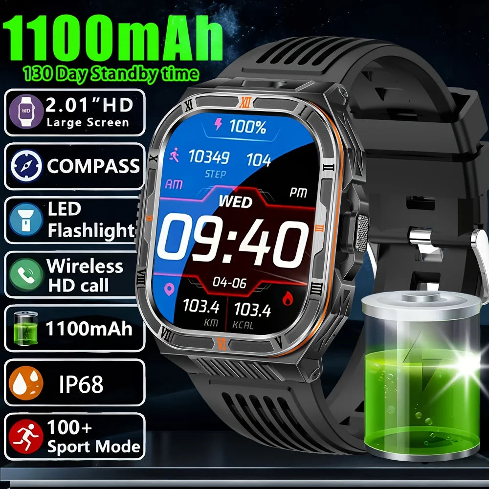 Active Smart Fit Endurance Watch — 2.01" HD, Bluetooth Call, Waterproof & 1100mAh Battery