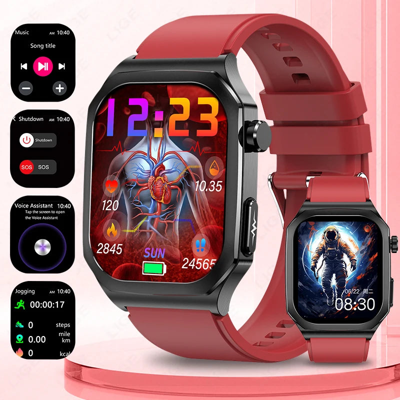 LIGE New AI Healthy Diagnose Smart Watch ECG PPG Blood Lipid Uric Acid Bluetooth Call Blood Pressure Health Smartwatch Men Women