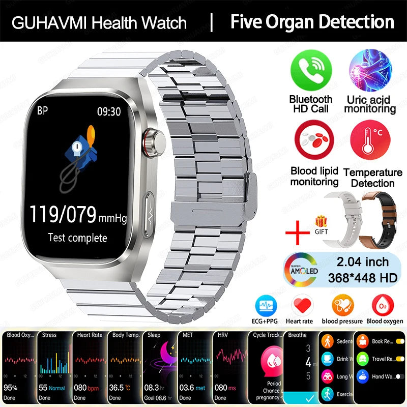 2025 New ECG Smart Watch Women BT Call Heart Rate Blood lipids Uric acid Health Monit Watches AI Voice 650mAh Sports Smartwatch