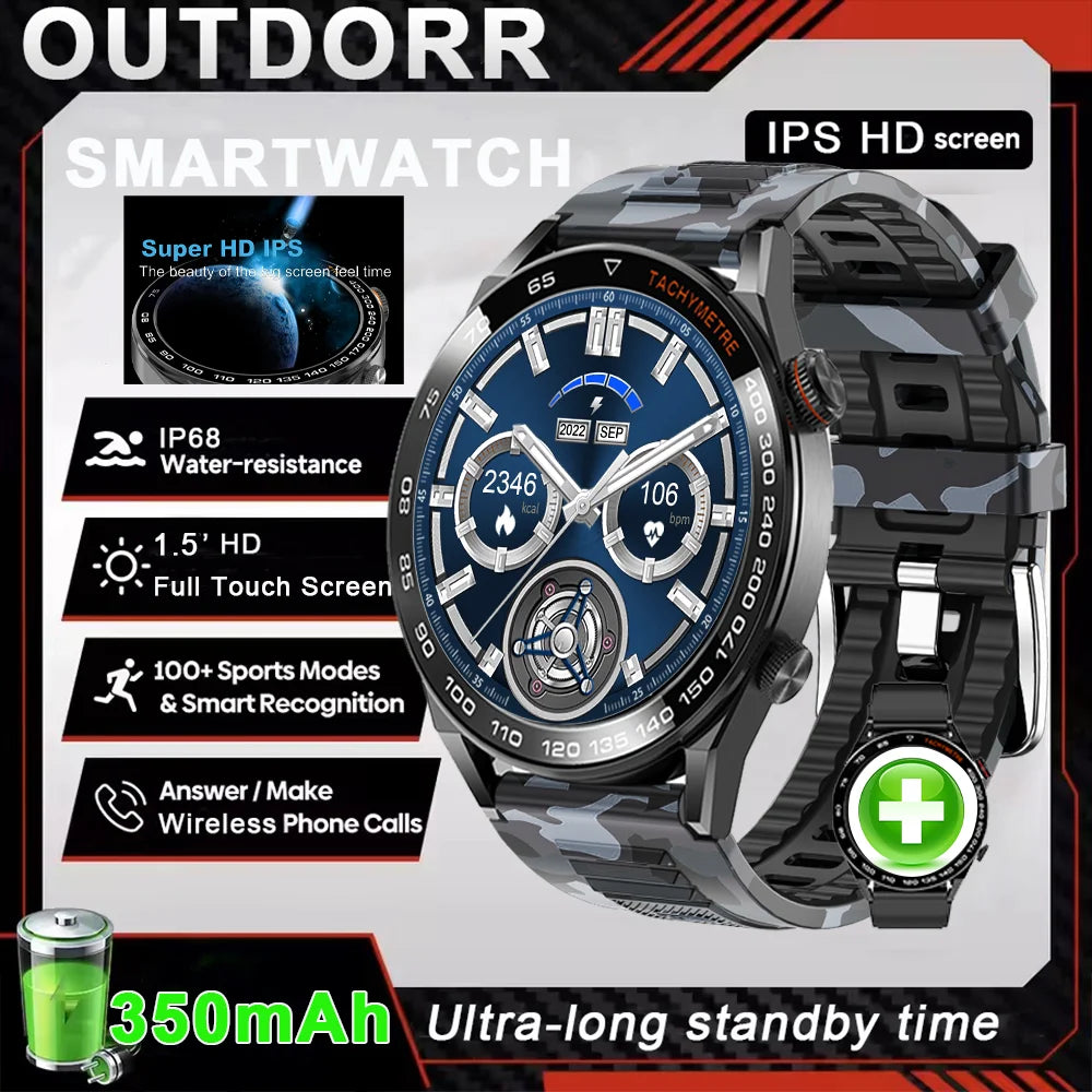 Active Smart Fit Outdoor Pro Watch — GPS, HD Screen, BT Call, IP68 & Large Battery