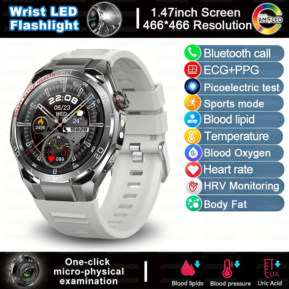ECG+PPG Smart Watch Men Blood Pressure Uric Acid Blood Fat BT HD Call Health Sports Waterproof Smartwatch Women For Android IOS