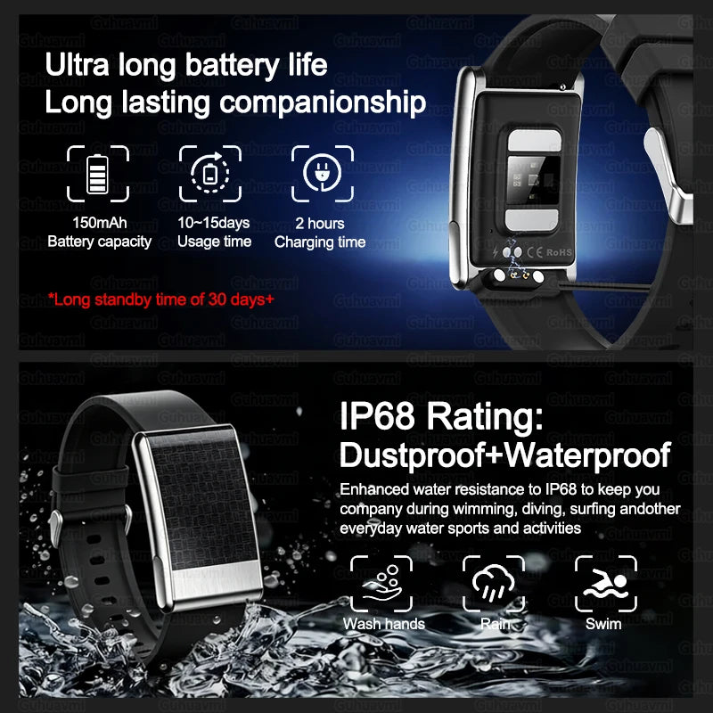 Men's ECG Health Smart Watch BMI Body Fat Measure Blood Lipids Uric Acid 120+ Sports Mode Screenless Smart Bracelet Women Gifts