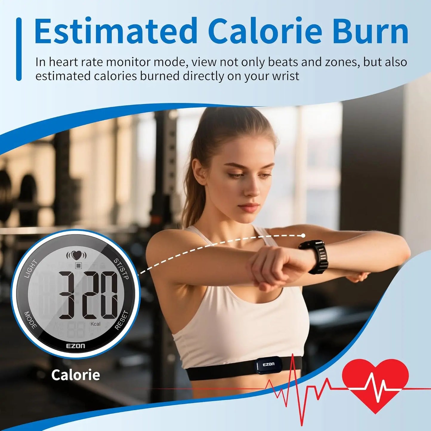 Sports Heart Rate Monitor Watch — Chest Strap Included