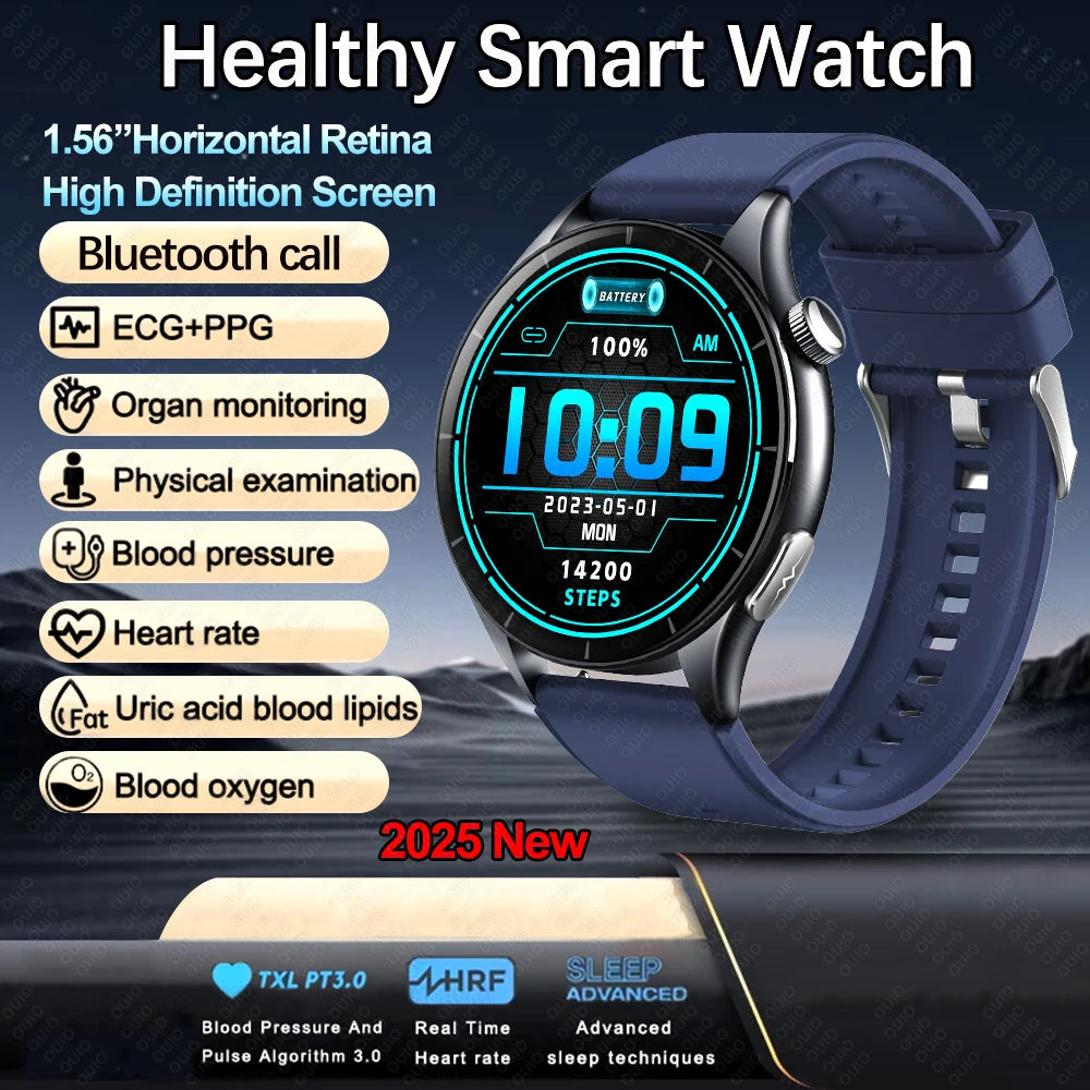 New Healthy Smart Watch ECG Detection Lipids Uric Acid Blood Oxygen Blood Pressure Men NFC Sleep Sport Clock BT Call Smart Watch