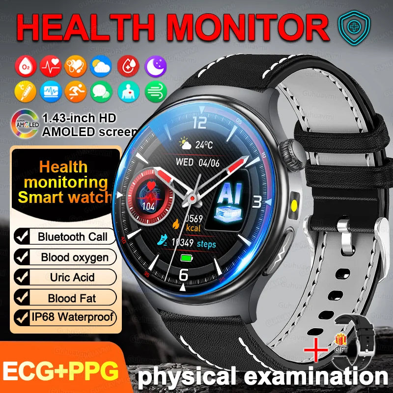 New Accurate ECG Smart Watch Blood Lipids Five Viscera Health Glance Body Temperature BT Call Sports Smart Watches For Men Women
