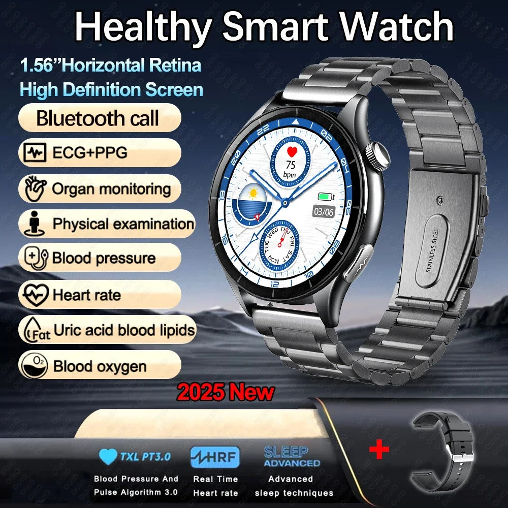 New Healthy Smart Watch ECG Detection Lipids Uric Acid Blood Oxygen Blood Pressure Men NFC Sleep Sport Clock BT Call Smart Watch