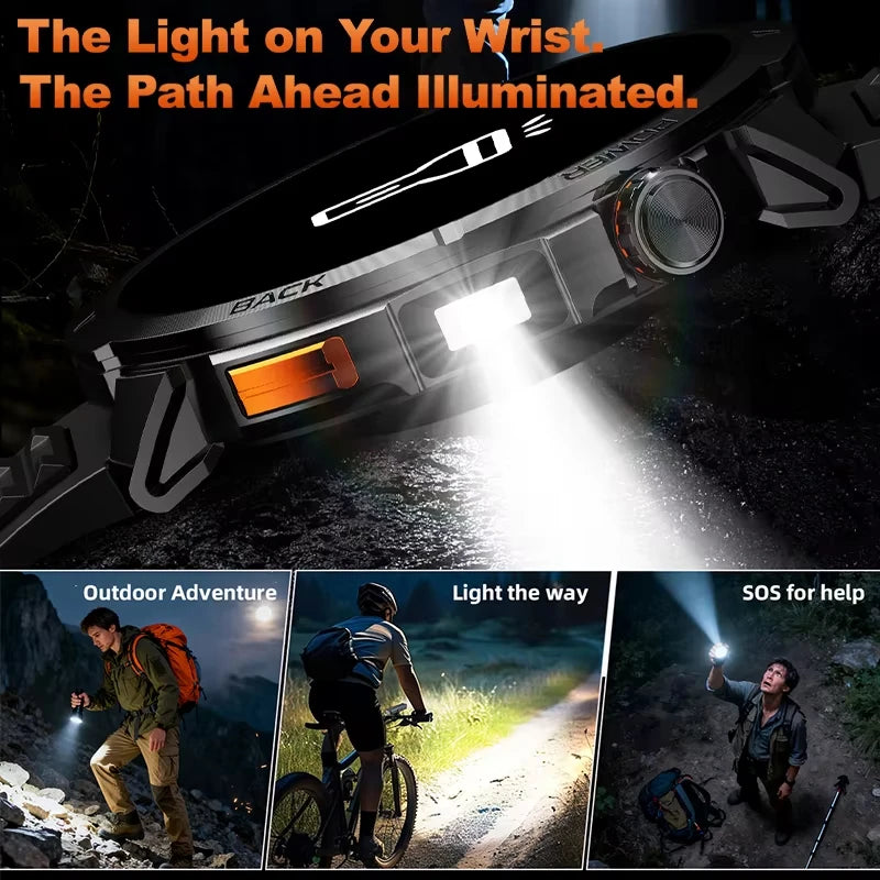 Active Smart Fit Flash Watch — 1.7" HD, LED Flashlight, Heart Rate & Bluetooth Call