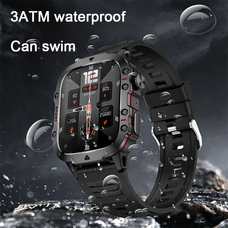 Active Smart Fit Military GPS Watch — 1.96", 5ATM, BT Call, Outdoor Sports & Health Monitor